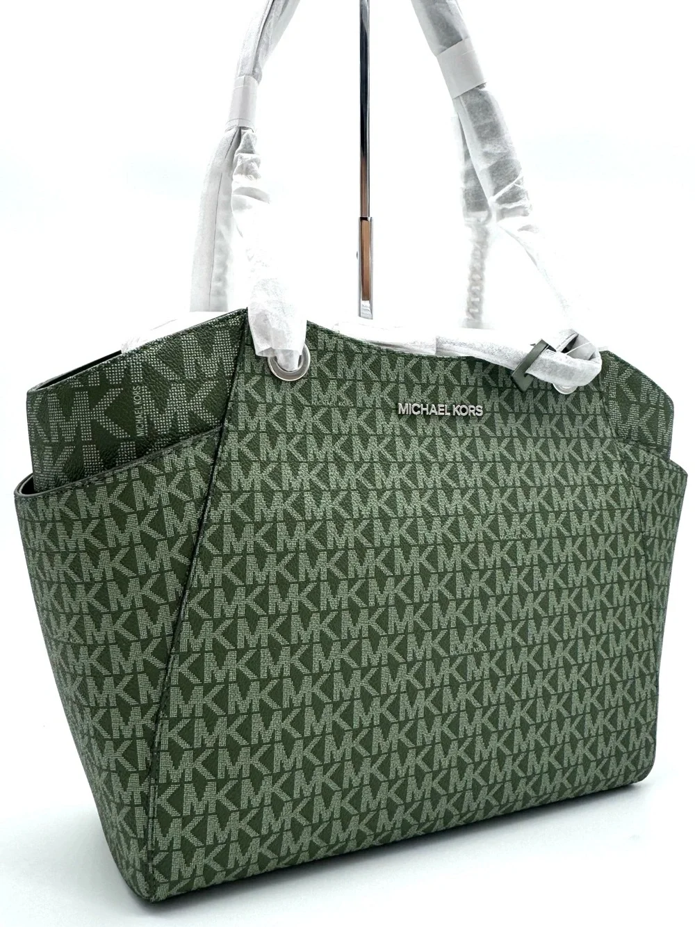 Michael Kors Jet Set Large Signature Logo Shoulder Bag - Amazon Green